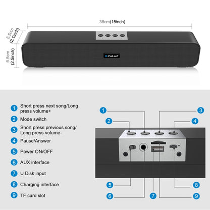 PULUZ 10W Soundbar Wired Wireless Bluetooth Surround Speaker(Black) - Desktop Speaker by PULUZ | Online Shopping South Africa | PMC Jewellery