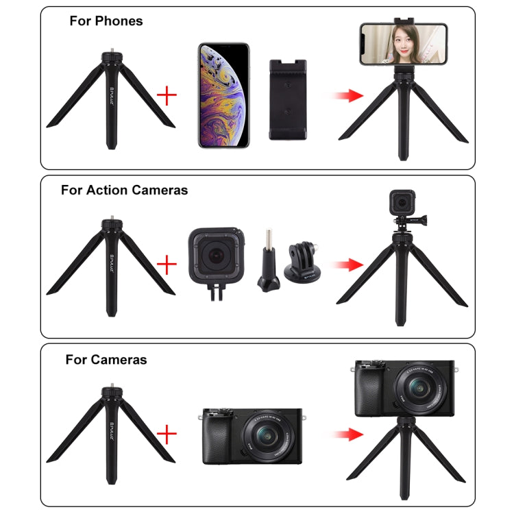 PULUZ Pocket Mini Plastic Tripod Mount with Phone Clamp for Smartphones(Black) - Tripods by PULUZ | Online Shopping South Africa | PMC TechLife