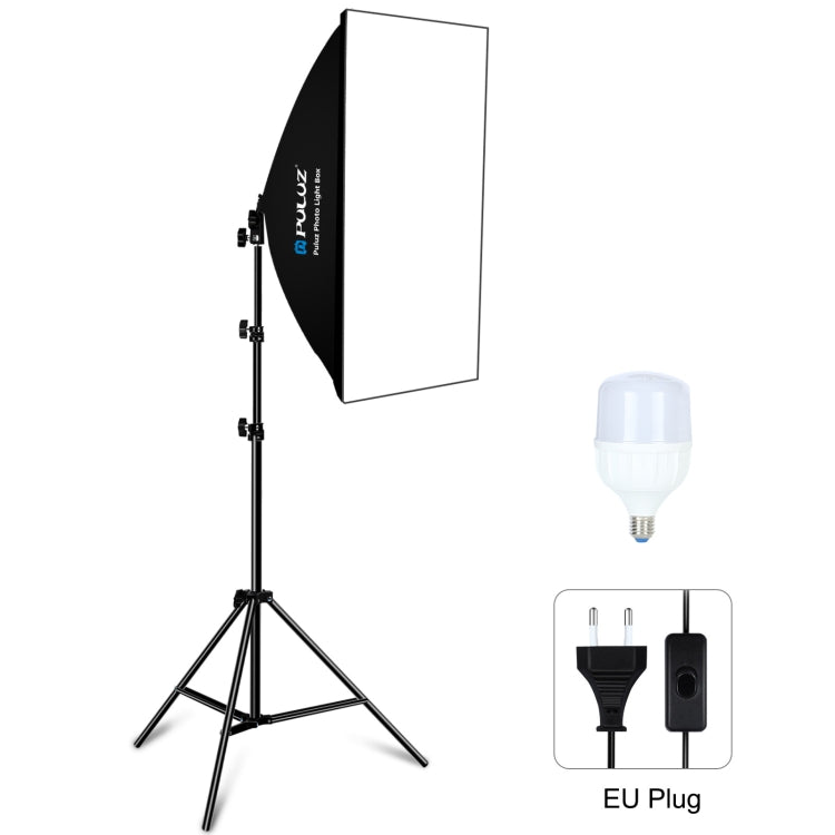 PULUZ 50x70cm Studio Softbox + 2m Tripod Mount + Single E27 30W 5700K White Light LED Bulb Photography Kit(EU Plug) - Stand Bracket by PULUZ | Online Shopping South Africa | PMC Jewellery