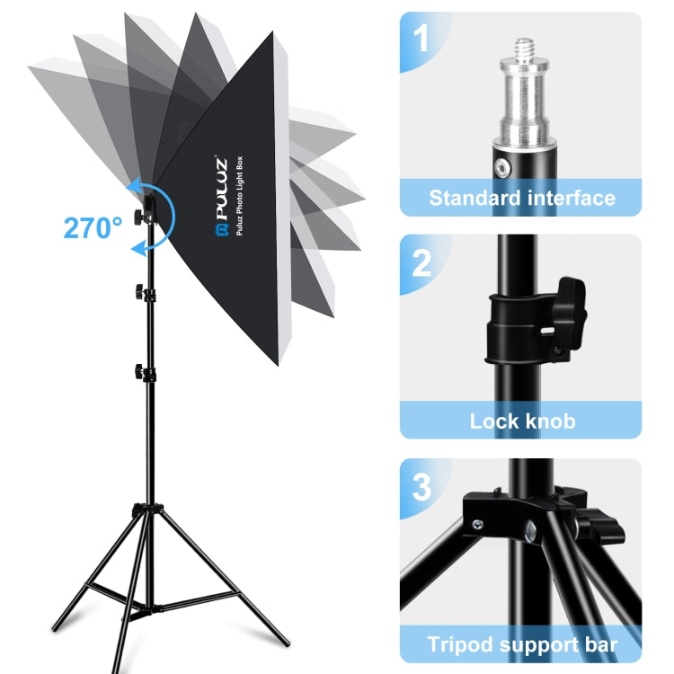 PULUZ 50x70cm Studio Softbox + 2m Tripod Mount + Single E27 30W 5700K White Light LED Bulb Photography Kit(EU Plug) - Stand Bracket by PULUZ | Online Shopping South Africa | PMC TechLife | Buy Now Pay Later Mobicred