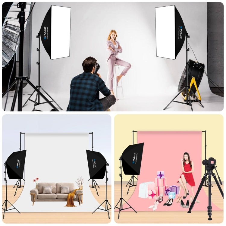 PULUZ 50x70cm Studio Softbox + 2m Tripod Mount + Single E27 30W 5700K White Light LED Bulb Photography Kit(EU Plug) - Stand Bracket by PULUZ | Online Shopping South Africa | PMC TechLife | Buy Now Pay Later Mobicred