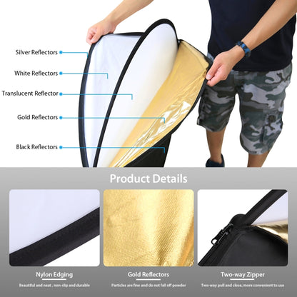 PULUZ 80cm 5 in 1 (Silver / Translucent / Gold / White / Black) Folding Photo Studio Reflector Board -  by PULUZ | Online Shopping South Africa | PMC Jewellery | Buy Now Pay Later Mobicred