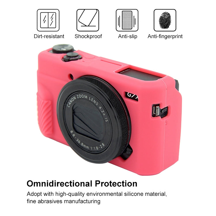 PULUZ Soft Silicone Protective Case for Canon EOS G7 X Mark II(Rose Red) - free shipping - PMC TechLife - Order now!