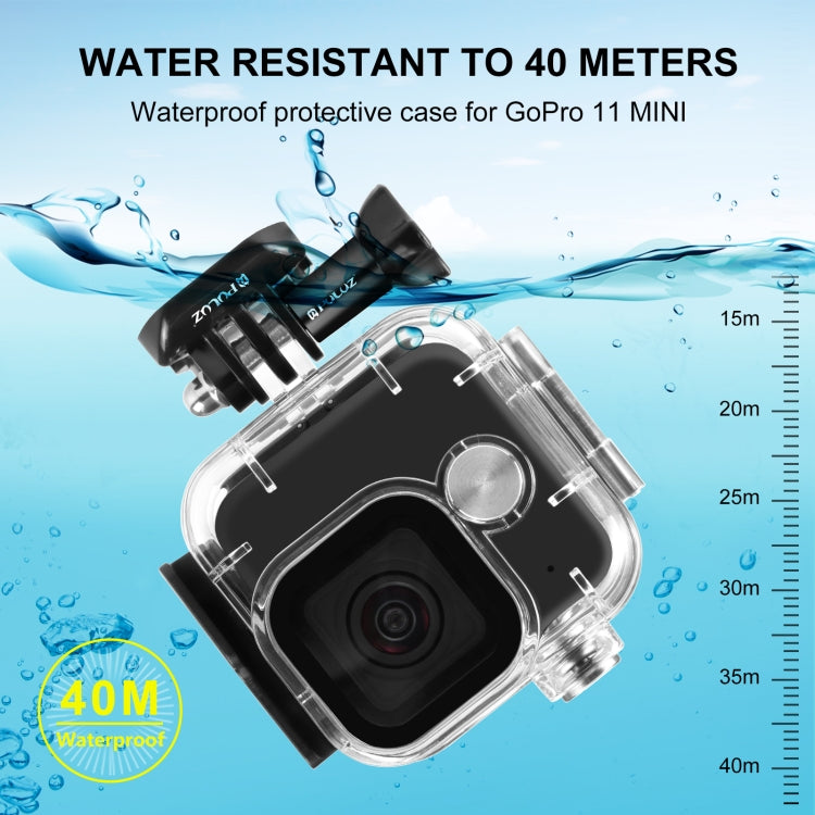 For GoPro Hero11 Black Mini PULUZ 40m Waterproof Housing Protective Case with Buckle Basic Mount & Screw (Transparent) - Waterproof Cases by PULUZ | Online Shopping South Africa | PMC Jewellery | Buy Now Pay Later Mobicred