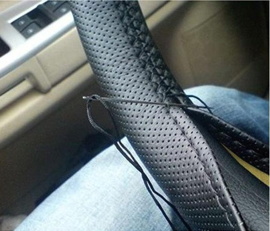 PU Leather Steering Wheel Cover With Needle and Thread, Size: 54x10.5cm (Beige) - Steering Wheel Accessories by PMC TechLife | Online Shopping South Africa | PMC TechLife | Buy Now Pay Later Mobicred