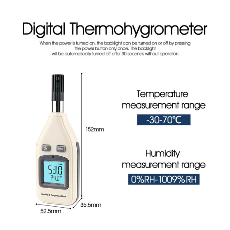 BENETECH GM1362 1.45 Inch Screen Digital Humidity & Temperature Meter(White) - Indoor Thermometer by BENETECH | Online Shopping South Africa | PMC TechLife | Buy Now Pay Later Mobicred