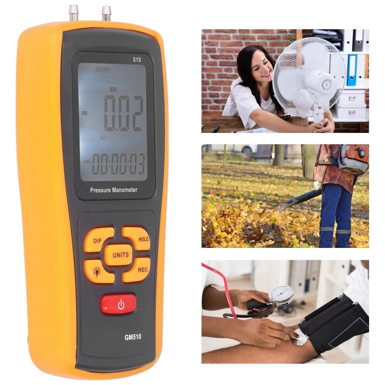 BENETECH GM510 LCD Display Pressure Manometer(Yellow) - free shipping - PMC TechLife - Order now!