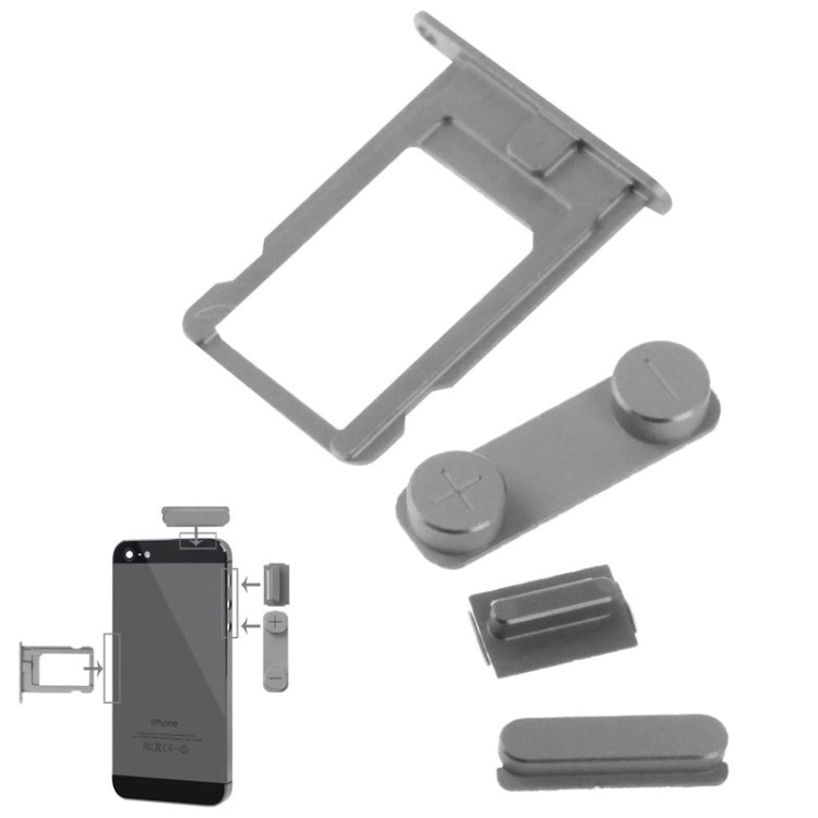 4 in 1 for iPhone 5 & 5S (Original Alloy Material Colorful Nano SIM Card Tray + Volume Button + Power Button + Mute Button) - iPhone 5 Parts by PMC TechLife | Online Shopping South Africa | PMC TechLife