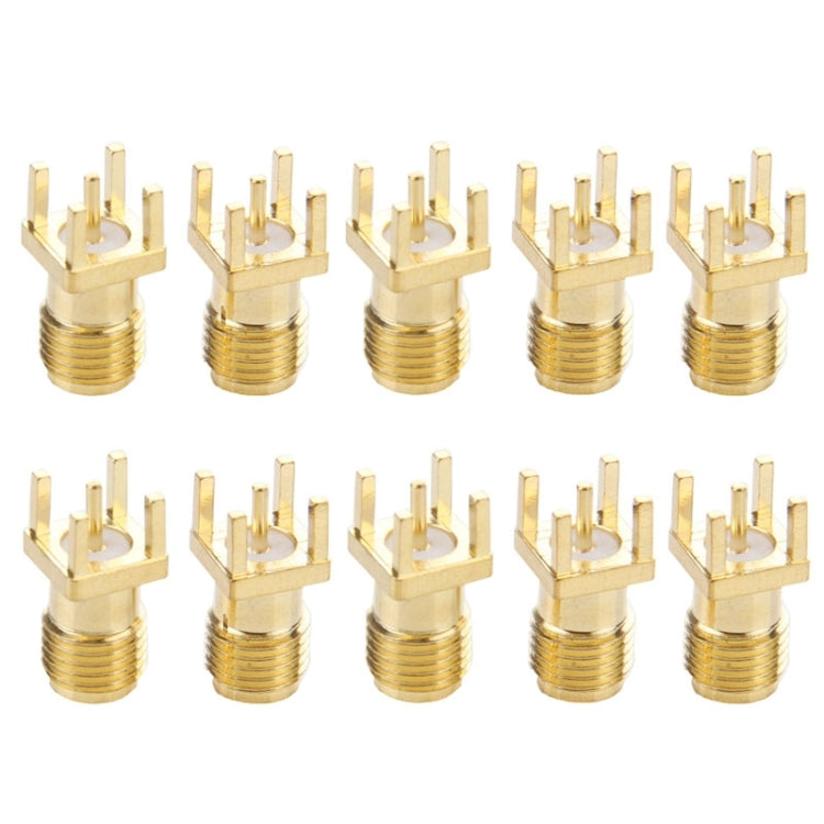 10 PCS Gold Plated SMA Female Panel Mount PCB Square Equally RF Connector Adapter - Connectors by PMC Jewellery | Online Shopping South Africa | PMC Jewellery