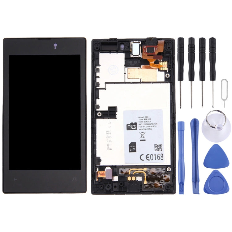 LCD Display + Touch Panel with Frame  for Nokia Lumia 520(Black) - free shipping - PMC TechLife - Order now!
