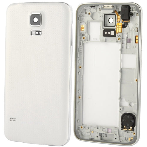 For Galaxy S5 / G900 Original LCD Middle Board (Dual Card Version) with Button Cable & Back Cover ,  (White) - Back Cover by PMC Jewellery | Online Shopping South Africa | PMC Jewellery