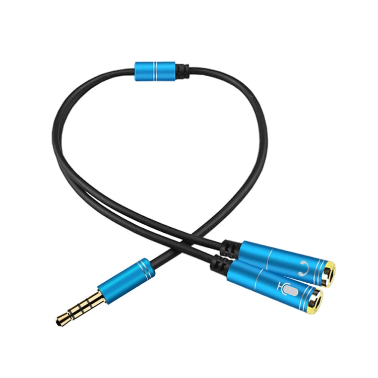 2 in 1 3.5mm Male to Double 3.5mm Female TPE High-elastic Audio Cable Splitter, Cable Length: 32cm(Blue) - Cable & Splitter by PMC Jewellery | Online Shopping South Africa | PMC Jewellery