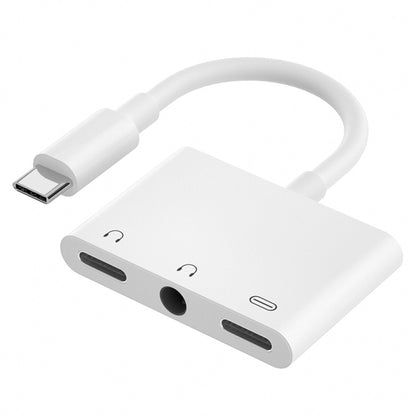 3 in 1 USB-C + 3.5mm + 3.5mm to USB-C Digital Charge Audio Adapter (White) - Audio Adapter by PMC Jewellery | Online Shopping South Africa | PMC Jewellery