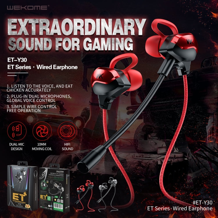 WK ET-Y30 ET Series 3.5mm Elbow In-ear Wired Wire-control Gaming Earphone with Microphone (Black) - Normal Style Earphone by WK | Online Shopping South Africa | PMC Jewellery