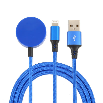 For iPhone / Apple Watch 2 In 1 8 Pin + Magnetic Charging Base Multi-function Charging Cable, Length: 1m(Blue) - Multifunction Cable by PMC Jewellery | Online Shopping South Africa | PMC Jewellery