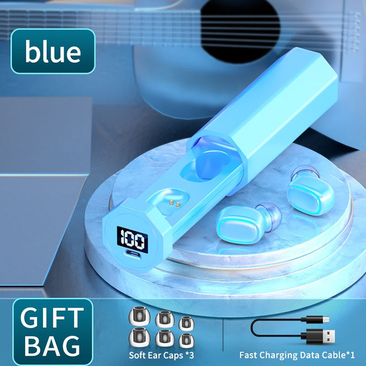 C1 Bluetooth 5.0 TWS Polygonal Touch Digital Display True Wireless Bluetooth Earphone with Charging Box(Blue) - TWS Earphone by PMC TechLife | Online Shopping South Africa | PMC TechLife