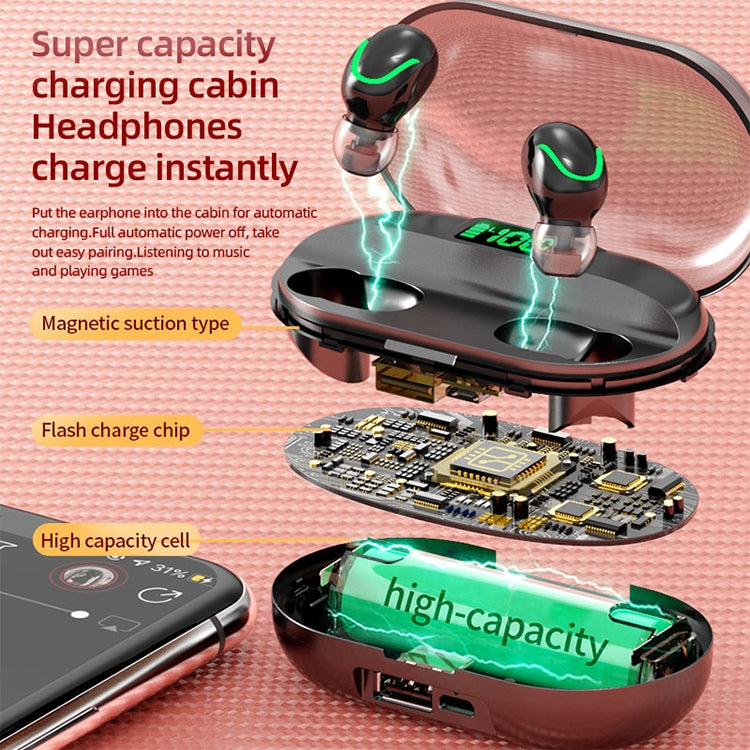 T2 Bluetooth 5.0 TWS Touch Digital Display True Wireless Bluetooth Earphone with Charging Box(Red) - TWS Earphone by PMC TechLife | Online Shopping South Africa | PMC TechLife