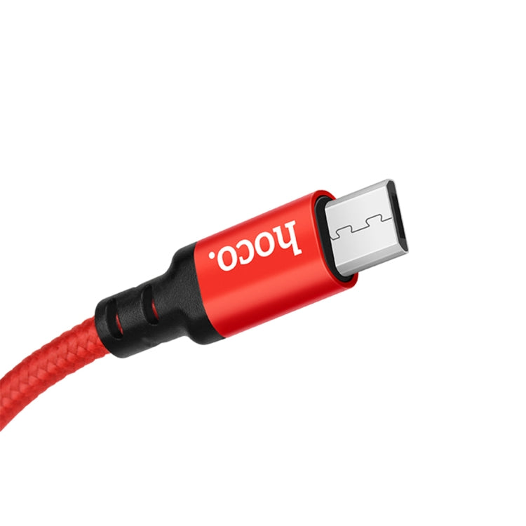 hoco X14 2m Nylon Braided Aluminium Alloy Micro USB to USB Data Sync Charging Cable(Red) - Micro USB Cable by hoco | Online Shopping South Africa | PMC Jewellery