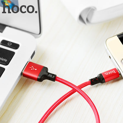 hoco X14 2m Nylon Braided Aluminium Alloy Micro USB to USB Data Sync Charging Cable(Red) - Micro USB Cable by hoco | Online Shopping South Africa | PMC Jewellery
