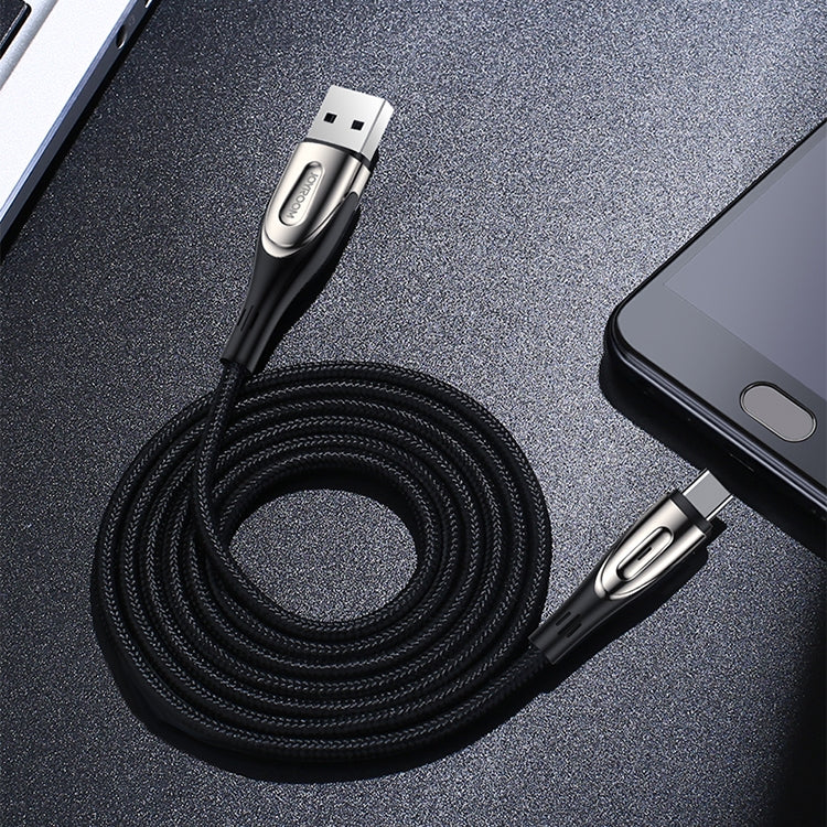 JOYROOM S-M411 Sharp Series 3A USB-C / Type-C Interface Charging + Transmission Nylon Braided Data Cable with Drop-shaped Indicator Light, Cable Length: 2m (Black) - USB-C & Type-C Cable by JOYROOM | Online Shopping South Africa | PMC Jewellery