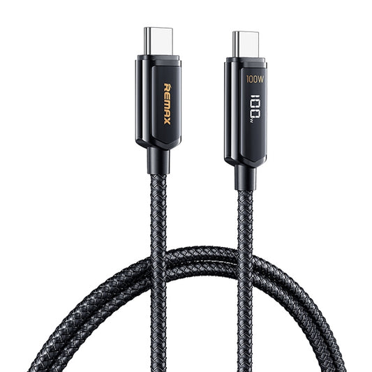 REMAX RC-128a 100W Type-C / USB-C to Type-C / USB-C Intelligent Digital Display Zinc Alloy Braided Charging Data Cable, Length: 1.2m (Tarnish) - USB-C & Type-C Cable by REMAX | Online Shopping South Africa | PMC Jewellery | Buy Now Pay Later Mobicred