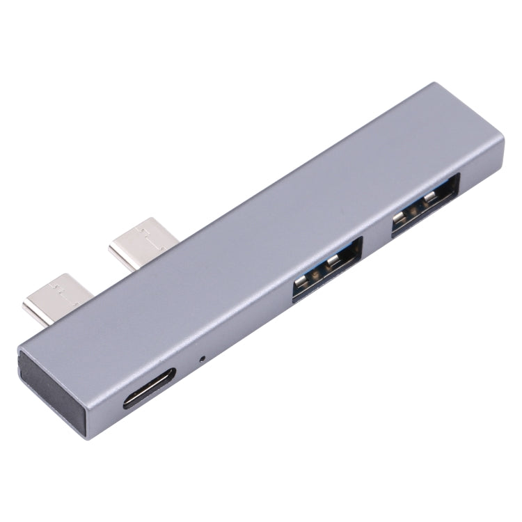 For MacBook Pro 819B Dual USB-C/Type-C Male to Dual USB+USB-C/Type-C Female Adapter (Silver) - Converter & Adapter by PMC Jewellery | Online Shopping South Africa | PMC Jewellery