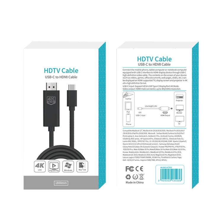 Onten UC503 USB-C / Type-C 4K 30Hz HDTV Cable, Length:1.8m - Wireless Display Dongle by Onten | Online Shopping South Africa | PMC TechLife | Buy Now Pay Later Mobicred