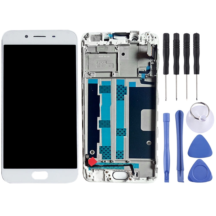 For OPPO R9s LCD Screen (TFT) + Touch Panel with Frame(White) - free shipping - PMC TechLife - Order now!