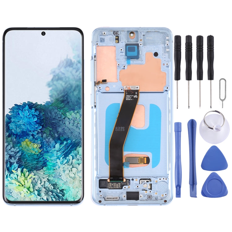 Original Dynamic AMOLED Material LCD Screen and Digitizer Full Assembly with Frame for Samsung Galaxy S20 4G SM-G980(Blue) - LCD Screen by PMC Jewellery | Online Shopping South Africa | PMC Jewellery