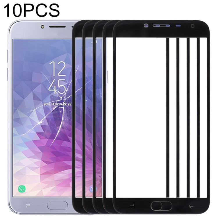 For Samsung Galaxy J4 (2018) 10pcs Front Screen Outer Glass Lens (Black) - Outer Glass Lens by PMC Jewellery | Online Shopping South Africa | PMC Jewellery