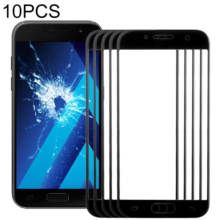 For Samsung Galaxy A3 (2017) / A320 10pcs Front Screen Outer Glass Lens (Black) - Outer Glass Lens by PMC Jewellery | Online Shopping South Africa | PMC Jewellery