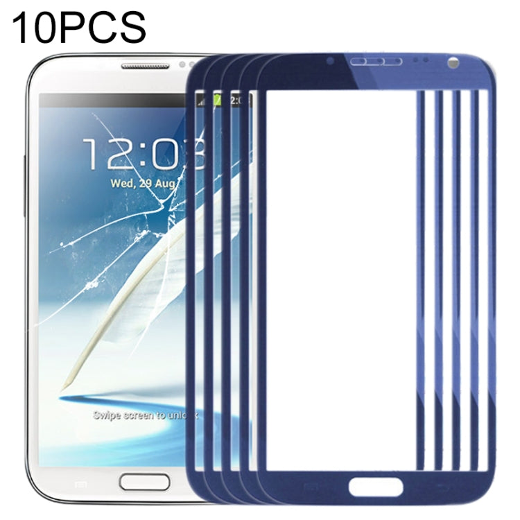 For Samsung Galaxy Note II / N7100 10pcs Front Screen Outer Glass Lens (Blue) - Outer Glass Lens by PMC Jewellery | Online Shopping South Africa | PMC Jewellery