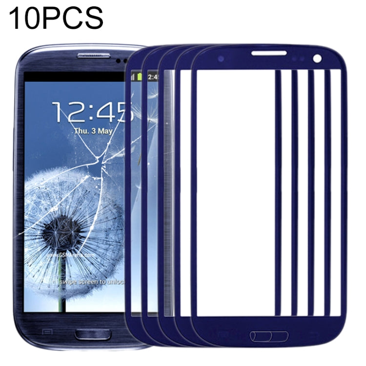 For Samsung Galaxy SIII / i9300 10pcs Front Screen Outer Glass Lens (Blue) - Outer Glass Lens by PMC Jewellery | Online Shopping South Africa | PMC Jewellery