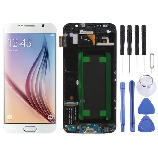 Original Super AMOLED LCD Screen For Samsung Galaxy S6 SM-G920F Digitizer Full Assembly with Frame (White) - LCD Screen by PMC Jewellery | Online Shopping South Africa | PMC Jewellery