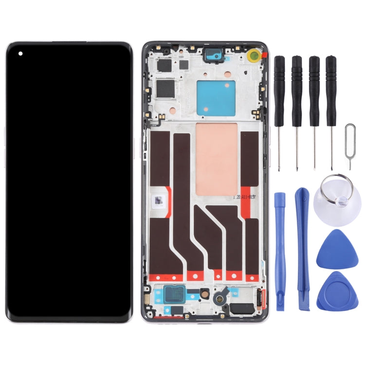 Original LCD Screen For OPPO Reno5 Pro 5G Digitizer Full Assembly with Frame(Silver) - free shipping - PMC TechLife - Order now!