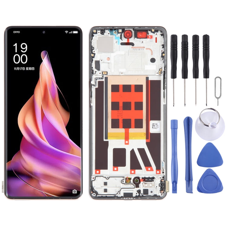 Original LCD Screen For OPPO Reno9 Digitizer Full Assembly with Frame (Gold) - free shipping - PMC TechLife - Order now!