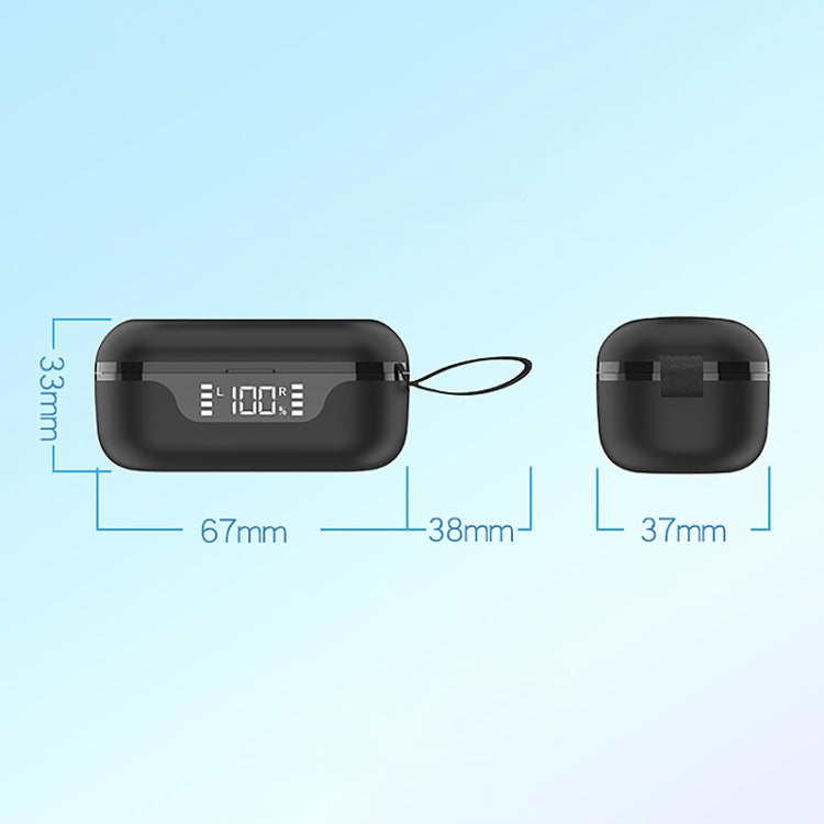 T8 Hifi Wireless Bluetooth 5.0 Earphone Waterproof Sports Gaming Earphone Noise Earbuds with LED Display(Black) - Bluetooth Earphone by PMC Jewellery | Online Shopping South Africa | PMC Jewellery