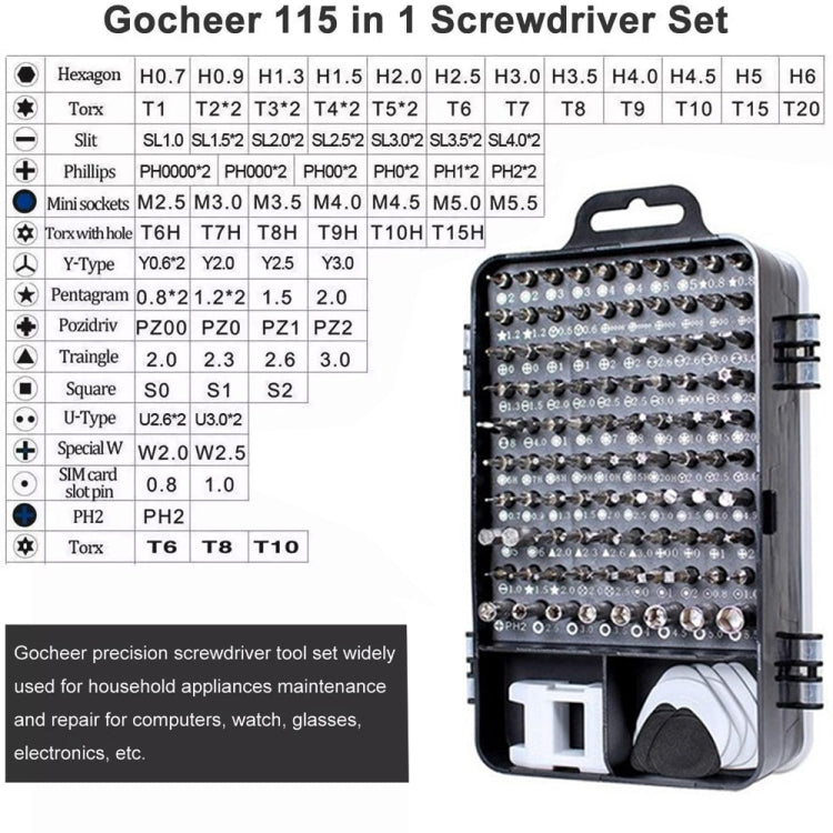 115 in 1 Precision Screw Driver Mobile Phone Computer Disassembly Maintenance Tool Set(Yellow) - Screwdriver Set by PMC TechLife | Online Shopping South Africa | PMC TechLife