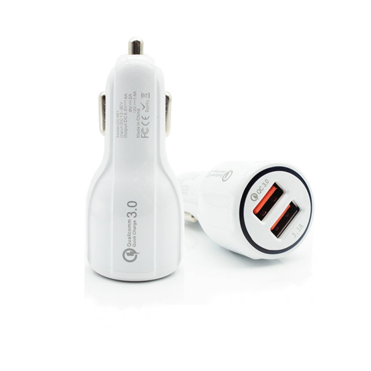 Qc3.0 Dual USB 6A Vehicle Fast Charger / Mobile Phone Tablet Fast Charging(White) - Car Charger by PMC Jewellery | Online Shopping South Africa | PMC Jewellery