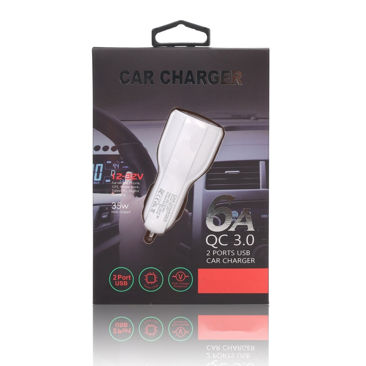 Qc3.0 Dual USB Car Charger + Micro USB Fast Charging Cable Car Charging Kit(White) - Car Charger by PMC Jewellery | Online Shopping South Africa | PMC Jewellery