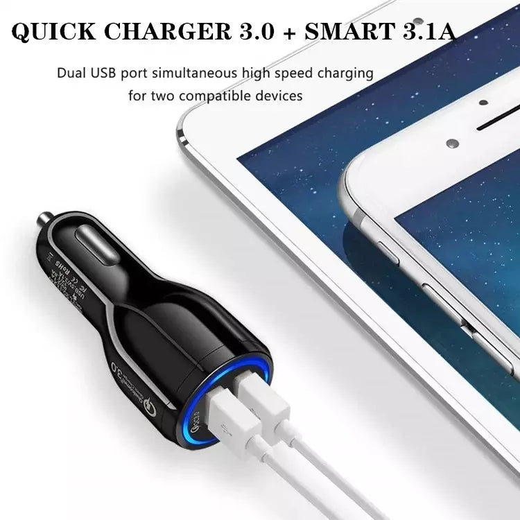 LZ-681 QC3.0 Dual USB Car Charging + Type-C Fast Charging Cable Car Charging Kit(Black) - Car Charger by PMC TechLife | Online Shopping South Africa | PMC TechLife