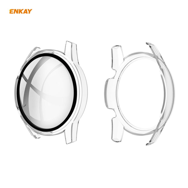 For Huawei Watch GT 2 46mm ENKAY Hat-Prince ENK-AC8202 Full Coverage PC Frosted Case + 9H Tempered Glass Protector(Transparent) - Watch Cases by ENKAY | Online Shopping South Africa | PMC Jewellery | Buy Now Pay Later Mobicred