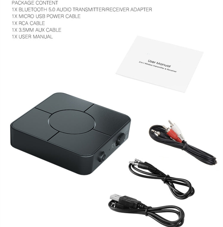 KN326 Bluetooth Audio Receiver Transmitter 5.0 Two-in-one Bluetooth Adapter for Hands-free Calls - Audio Receiver Transmitter by PMC TechLife | Online Shopping South Africa | PMC TechLife