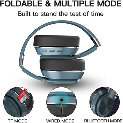 VJ320 Bluetooth 5.0 Head-mounted Foldable Wireless Headphones Support TF Card with Mic(Blue) - Headset & Headphone by PMC Jewellery | Online Shopping South Africa | PMC Jewellery