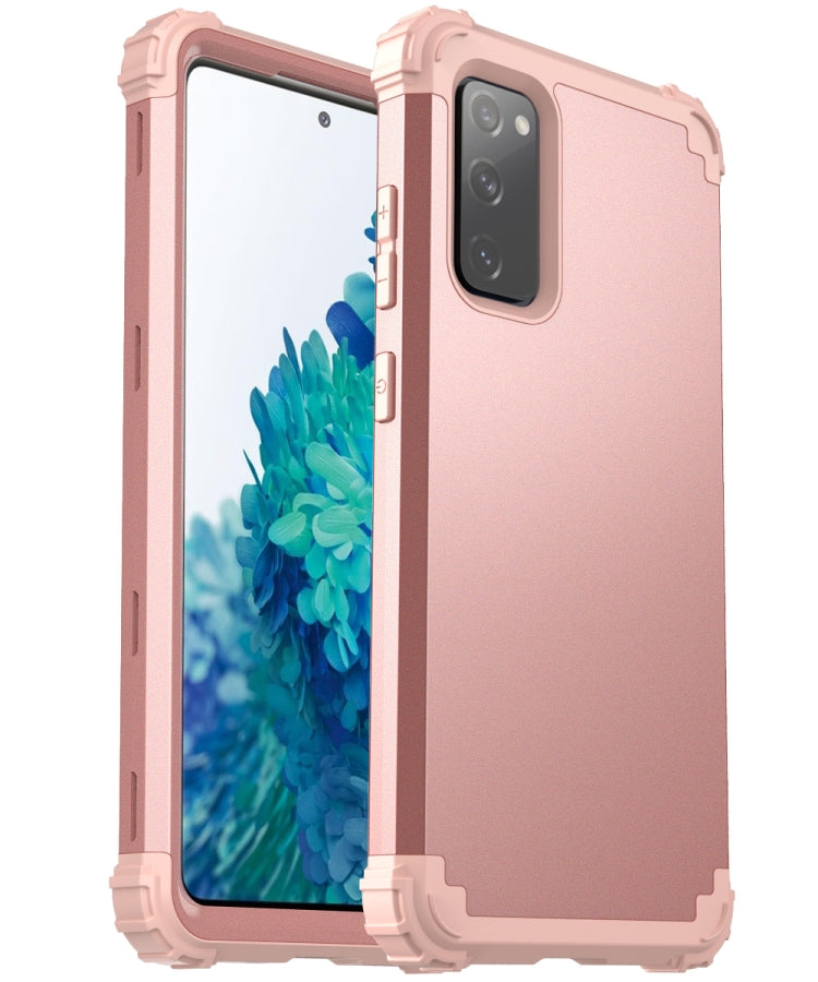 For Samsung Galaxy S20 FE PC + Silicone Three-piece Shockproof Protection Case(Rose Gold) - free shipping - PMC TechLife - Order now!