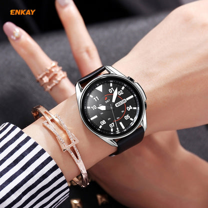 For Samsung Galaxy Watch 3 45mm 2 in 1 ENKAY Hat-Prince Electroplate Soft TPU Case + 0.2mm 9H 2.15D Curved Edge Tempered Glass Film(Silver) - Watch Cases by ENKAY | Online Shopping South Africa | PMC Jewellery | Buy Now Pay Later Mobicred