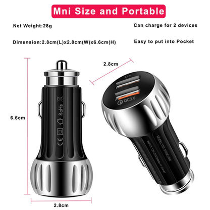 YSY-310QC18W QC3.0 Dual Port USB Car Charger + 3A USB to Micro USB Data Cable, Cable Length: 1m(White) - Car Charger by PMC Jewellery | Online Shopping South Africa | PMC Jewellery