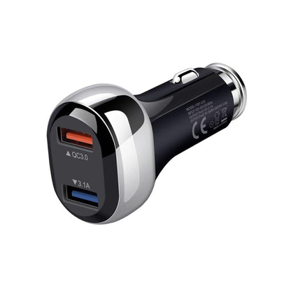 YSY-312 2 in 1 18W Portable QC3.0 Dual USB Car Charger + 1m 3A USB to 8 Pin Data Cable Set(Black) - Car Charger by PMC Jewellery | Online Shopping South Africa | PMC Jewellery