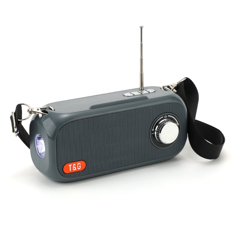 T&G TG613 TWS Solar Portable Bluetooth Speakers with LED Flashlight, Support TF Card / FM / AUX / U Disk(Gray) - Desktop Speaker by T&G | Online Shopping South Africa | PMC TechLife | Buy Now Pay Later Mobicred