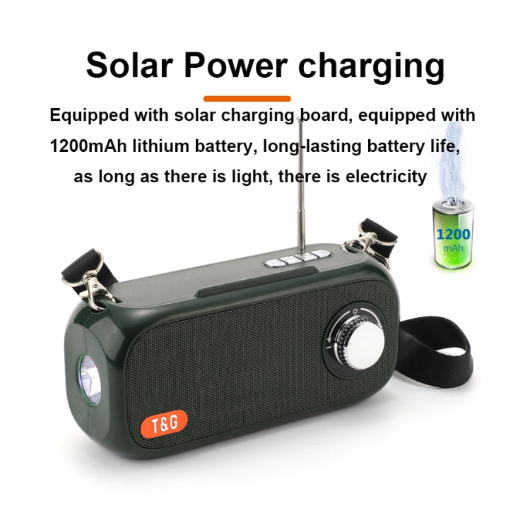 T&G TG613 TWS Solar Portable Bluetooth Speakers with LED Flashlight, Support TF Card / FM / AUX / U Disk(Gray) - Desktop Speaker by T&G | Online Shopping South Africa | PMC TechLife | Buy Now Pay Later Mobicred